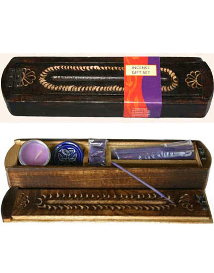 Gift pack - wooden antique style, various incense colours